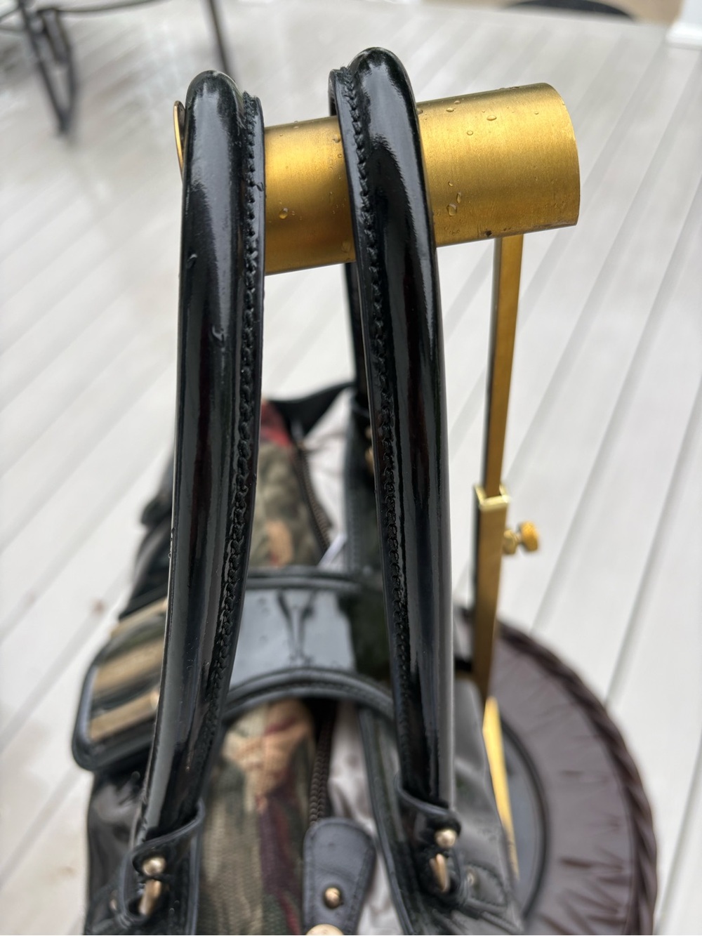Authentic Salvatore Ferragamo Black Patent Leather Vara Satchel Tote Bag - Picture 6 of 16